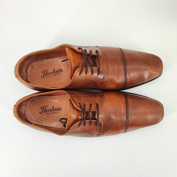 Florsheim Men\'s Postino Brown Leather Shoes Lace Up Size 10.5
